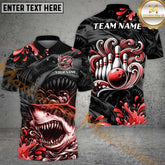 Maxcorners Bowling Angry Shark Multicolor Options Personalized Name, Team Name 3D Shirt