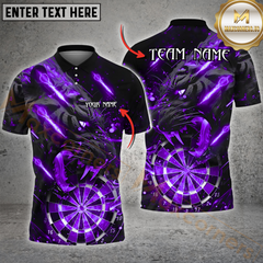 Maxcorners Black Tiger Roaring Fire Darts Jersey Multicolor Option Customized Name, Team Name 3D Polo Shirt
