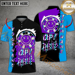 Maxcorners Darts Graffiti Vibes Smiley Multicolor Customized Name, Team Name 3D Polo Shirt