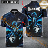 Maxcorners Billiards Dragon Ball 8 Thunder Lightning Multicolor Options Personalized Name And Team Name 3D Polo (4 Colors)