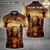 Maxcorners Bowling Skull Halloween Pattern Multicolor Customized Name, Team Name 3D Shirts