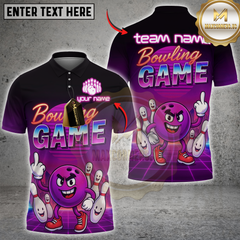 Maxcorners Cartoon Bowling Squad Multicolor Customized Name, Team Name 3D Shirts