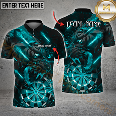 Maxcorners Black Tiger Roaring Fire Darts Jersey Multicolor Option Customized Name, Team Name 3D Polo Shirt