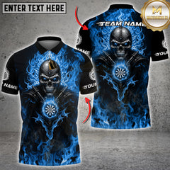 Maxcorners Darts Flaming Metal Skull Multicolor Customized Name Team Name 3D Shirts