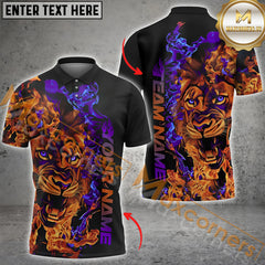 Maxcorners Lion Blaze Bowling Jersey Multicolor Option Customized Name, Team Name 3D Polo Shirt