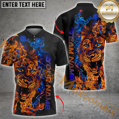 Maxcorners Lion Blaze Bowling Jersey Multicolor Option Customized Name, Team Name 3D Polo Shirt