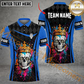 Maxcorners Skull King Of Darts Multilcolor Option Customized Name, Team Name 3D Polo Shirt