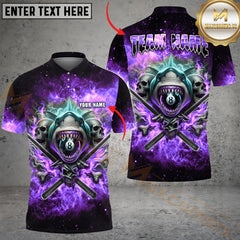 Maxcorners Billiard Ball 8 Pool Shark Skull Multicolor Personalized Name, Team Name 3D Shirt