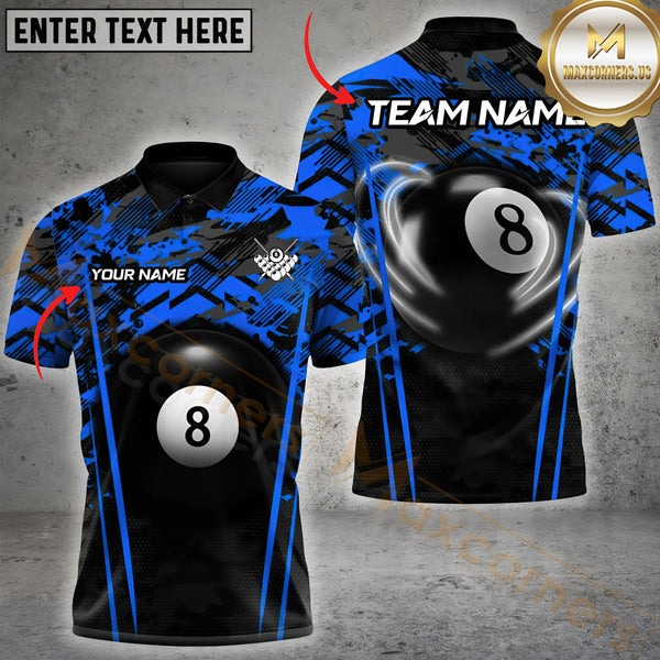 Maxcorners Billiard Crimson Cue Clash Multicolor Personalized Name 3D Shirt