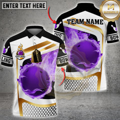 Maxcorners Bowling Flame Multicolor Customized Name, Team Name 3D Shirts