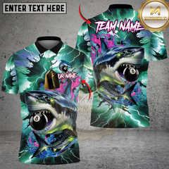 Maxcorners Billiard Lightning Shark 8-Ball Multicolor Customized Name, Team Name 3D Shirt