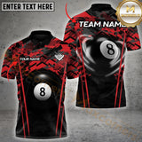 Maxcorners Billiard Crimson Cue Clash Multicolor Personalized Name 3D Shirt
