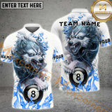 Maxcorners Billiard Angry Wolf Multicolor Personalized Name, Team Name 3D Shirt