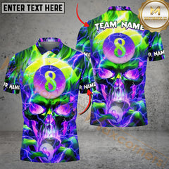Maxcorners Ball 8 Flame Hollow Skull Billiard Jersey Multicolor Options Personalized Name, Team Name 3D Polo Shirt