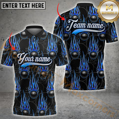 Maxcorners Bowling Ball Flame Multicolor Options Personalized Name, Team Name 3D Shirt