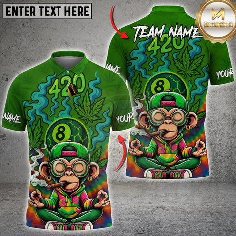 Maxcorners Billiard 420 8 - Ball Funny Monkey Personalized Name 3D Unisex Shirt