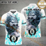 Maxcorners Billiard Angry Wolf Multicolor Personalized Name, Team Name 3D Shirt