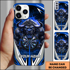 Maxcorners Darts Raging Angry Bull Red Splatter Personalized Name 3D Phone Case