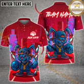 Maxcorners Bowling Strike Bunny Neon Style Multicolor Customized Name, Team Name 3D Shirts