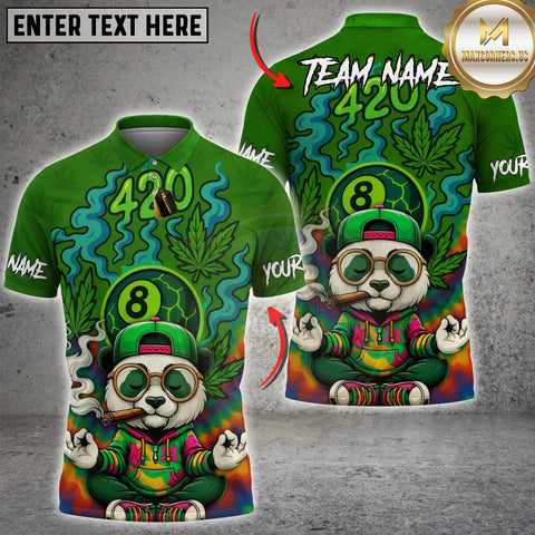 Maxcorners Billiard 420 8 - Ball Funny Panda Personalized Name 3D Unisex Shirt