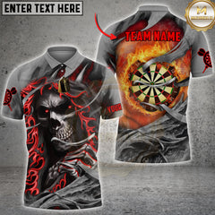 Maxcorners Darts Fire Skull Dartboard Multicolor Customized Name, Team Name 3D Shirts