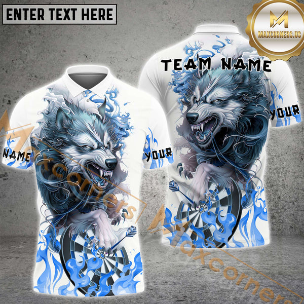 Maxcorners Darts Angry Wolf Multicolor Personalized Name, Team Name 3D Shirt