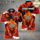 Maxcorners Darts Phoenix Fire Flame Mutilcolor Options Personalized Name, Team Name 3D Polo Shirt