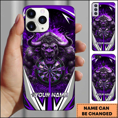Maxcorners Darts Raging Angry Bull Red Splatter Personalized Name 3D Phone Case
