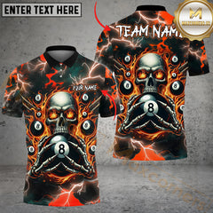 Maxcorners Billiard Ball 8 Pool Skull Fire Thunder Multicolor Personalized Name, Team Name 3D Shirt