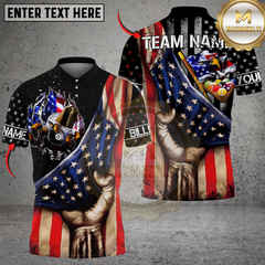 Maxcorners Billiards American Flag Eagle Personalized Name 3D Unisex Shirt