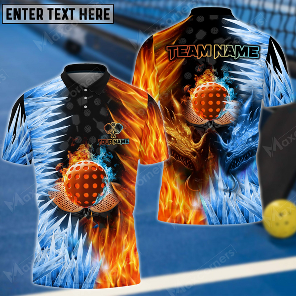 Maxcorners Pickleball Fire And Ice Personalized Name, Team Name 3D Shirt