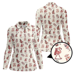 Maxcorners Flamingo Golf Shirt For Women, Funny Pink Pattern Golf Polos, Talk Birdie To Me Golfs Shirts
