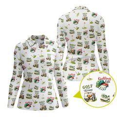Maxcorners Golf Is My Therapy Pattern Golf Shirt, Golfing Life Polos, Golf Gift For Golf Lovers, Funny Golf Shirts