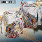 Maxcorners Trout Fishing Line Golden Premium Skinfish Dotted Pattern Sport Jersey Personalized Name, Team Name Long Sleeve Shirt