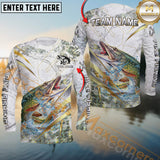 Maxcorners Pike Fishing Line Golden Premium Skinfish Dotted Pattern Sport Jersey Personalized Name, Team Name Long Sleeve Shirt