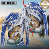 Maxcorners Trout Fishing Jumping Fish Rope Hook Ocean Theme Pattern Sport Jersey Personalized Name, Team Name Long Sleeve Shirt