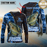 Custom Crappie Fishing Shirt Long Sleeve – 3D Jumping Fish Design with Personalized Name and Team Name for Angler