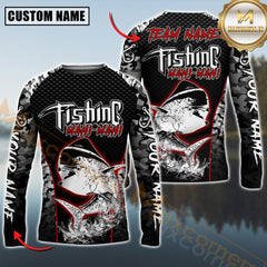 Maxcorners Mahi-Mahi Fishing Aggressive Red Splash Camo Pattern Sport Jersey Personalized Name, Team Name Long Sleeve Shirt