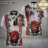 Maxcorners Bowling Shirt Rebel Angry Ball Leather Jacket Grunge Style Multicolor Options Personalized Name, Team Name 3D Shirt (4 Colors)