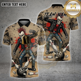 Maxcorners Bowling Shirt Punk Rock Skull Leather Style Multicolor Options Personalized Name, Team Name 3D Shirt (4 Colors)