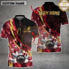 Maxcorners Bowling Lightning Strike Fire Multicolor Options Personalized Name, Team Name 3D Shirt (4 Colors)