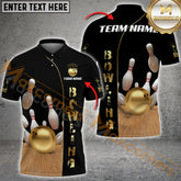 Maxcorners Golden Bowling Shirt Basic Style Multicolor Options Personalized Name, Team Name 3D Shirt (4 Colors)