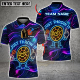 Maxcorners Dart Polo Shirt Neon Angry Target “Just Throw It” Design Multicolor Options Personalized Name, Team Name 3D Shirt (4 Colors)