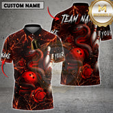 Maxcorners Bowling Snake Rose Lava Multicolor Options Personalized Name, Team Name 3D Shirt (4 Colors)