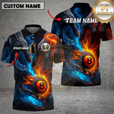 Maxcorners Billiards Fire Hand Dual Flame Multicolor Options Personalized Name, Team Name 3D Shirt (4 Colors)