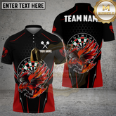 Maxcorners Darts Jersey Flaming Phoenix Dartboard Multicolor Options Personalized Name, Team Name 3D Shirt (4 Colors)