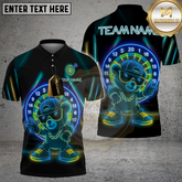 Maxcorners Dart Polo Shirt Neon Bear Urban Vibe Multicolor Options Personalized Name Team Name 3D Shirt (4 Colors)