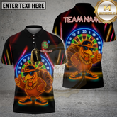 Maxcorners Dart Polo Shirt Neon Turkey Retro Look Multicolor Options Personalized Name Team Name 3D Shirt (4 Colors)