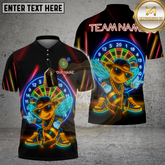 Maxcorners Dart Polo Shirt Neon Bee Swag Design Multicolor Options Personalized Name Team Name 3D Shirt (4 Colors)