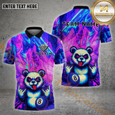 Maxcorners Billiards Shirt – Neon Graffiti Panda with 8 Ball Design, Multicolor Options Personalized Name, Team Name 3D Shirt (4 Colors)